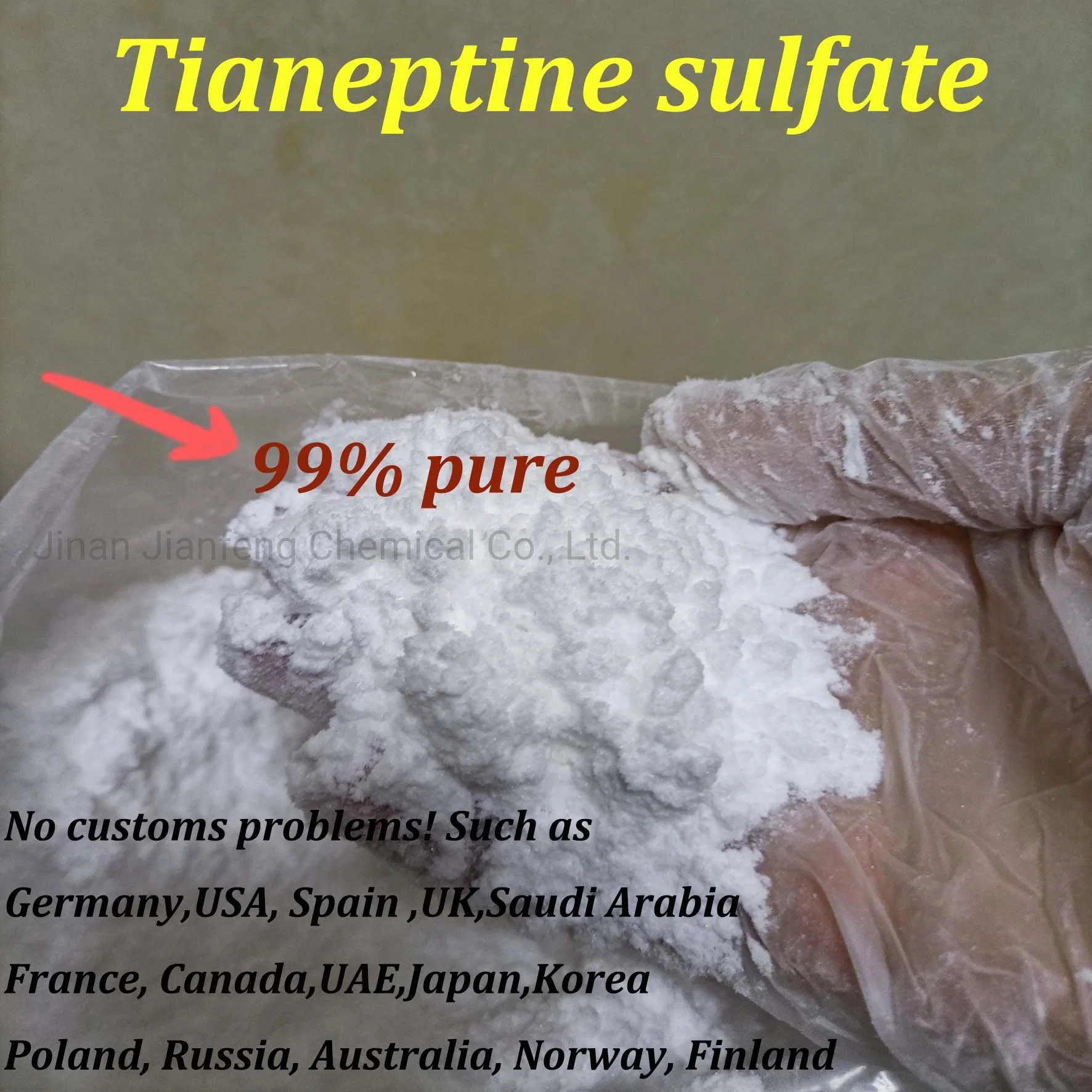 Wholesale/Supplier Bulk Antidepressant Tianeptine Sulfate Powder CAS 1224690-84-9 Buy Tianeptin Sodium/Tianeptine Sulfate Raw Poder