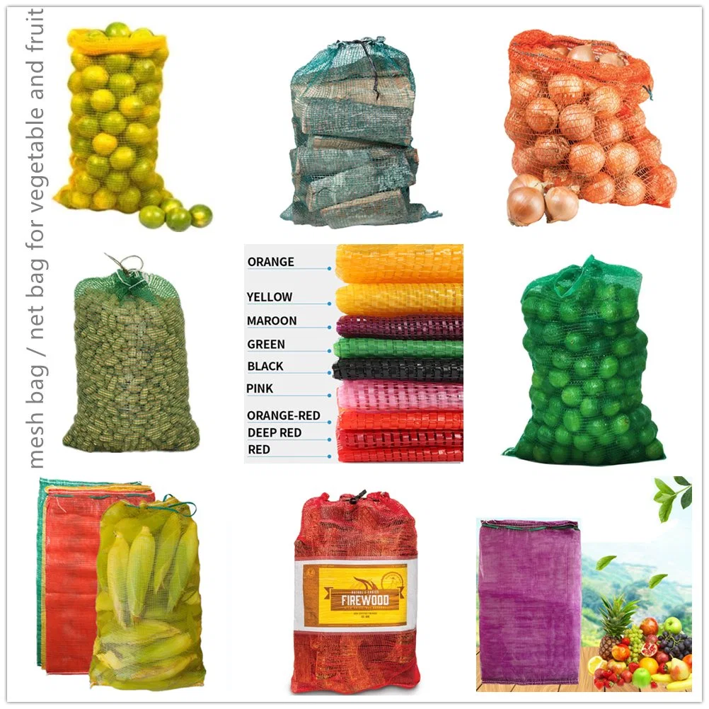 كيس Raschel Bag للثوم بالثوم من خشب البطاطا HDPE NET Bag النباتية 10كجم 15كجم 25 كجم 30 كجم من النسيج الشبكي PP إعادة تدوير الحقائب أو درجة غذاء جديدة بنسبة 100%