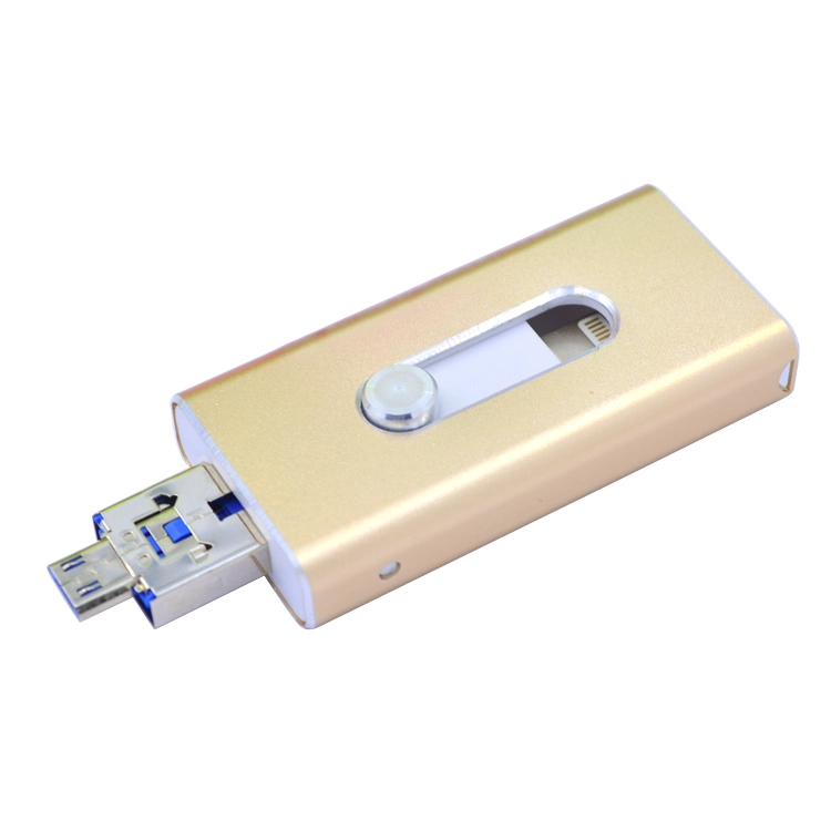 Custom 3 in 1 USB OTG Flash Drive 2.0 for iPhone Android HD Memory Stick Pendrive