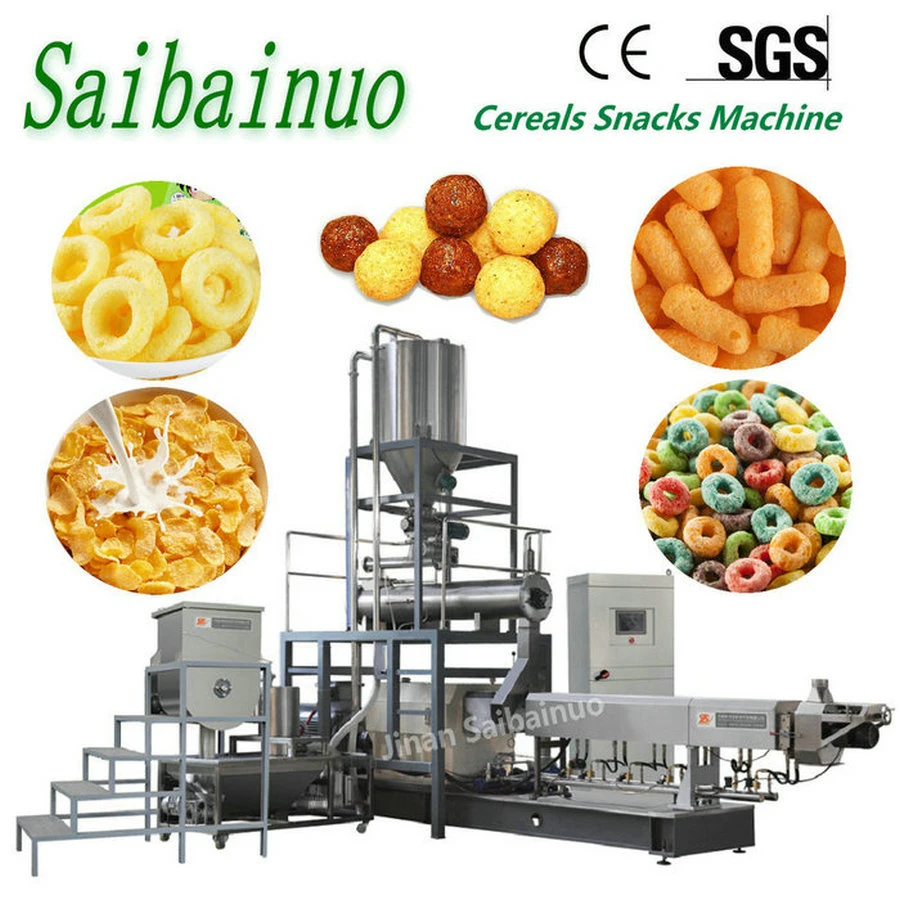 Industrial Quality Rings Balls Corn Puffing Food Production Manufacturing Line Twin Screw Snacks Chips Extruder Machine Plant Direct Puff Snack Making Machinery