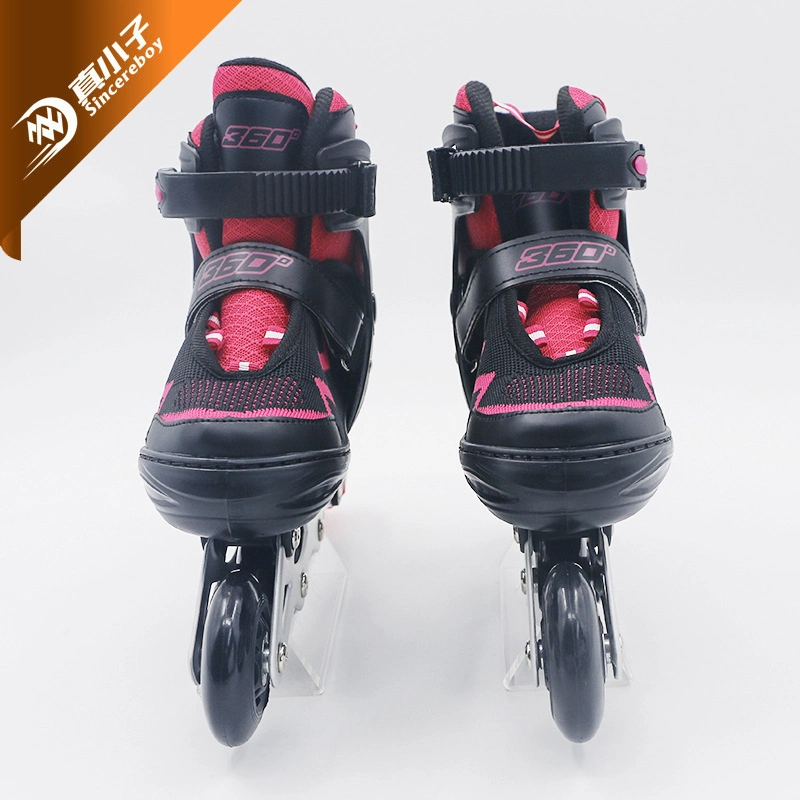 Plastic Chassis Quad Double Roller Skates for Children with High Hardness Elastic PU Flashing Wheel