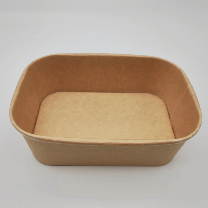 Customized Waterproof Take Away Rectangular Kraft Salad Paper Bowls