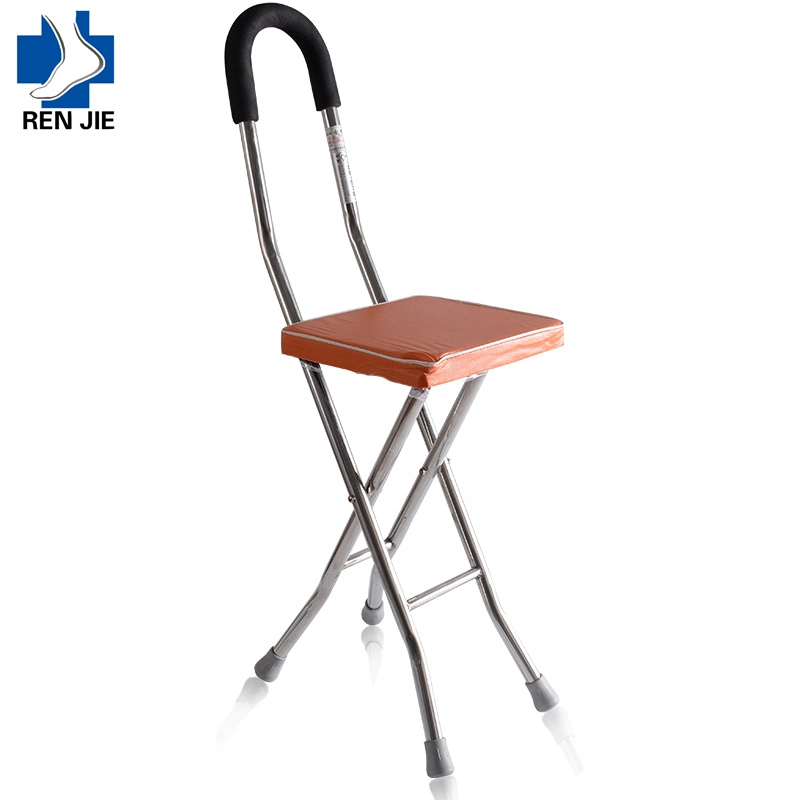 Portable Foldable Elderly Walking Stick with Seat or Chair Crutch Stool for Outdoor
