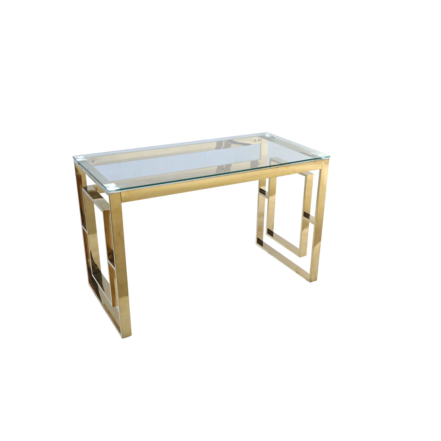 زجاج عصري مستدق من الفولاذ المقاوم للصدأ منضدة وحدة التحكم بالمرآة أثاث غرفة معيشة طاولة بالكونسول الذهبي الفاخر