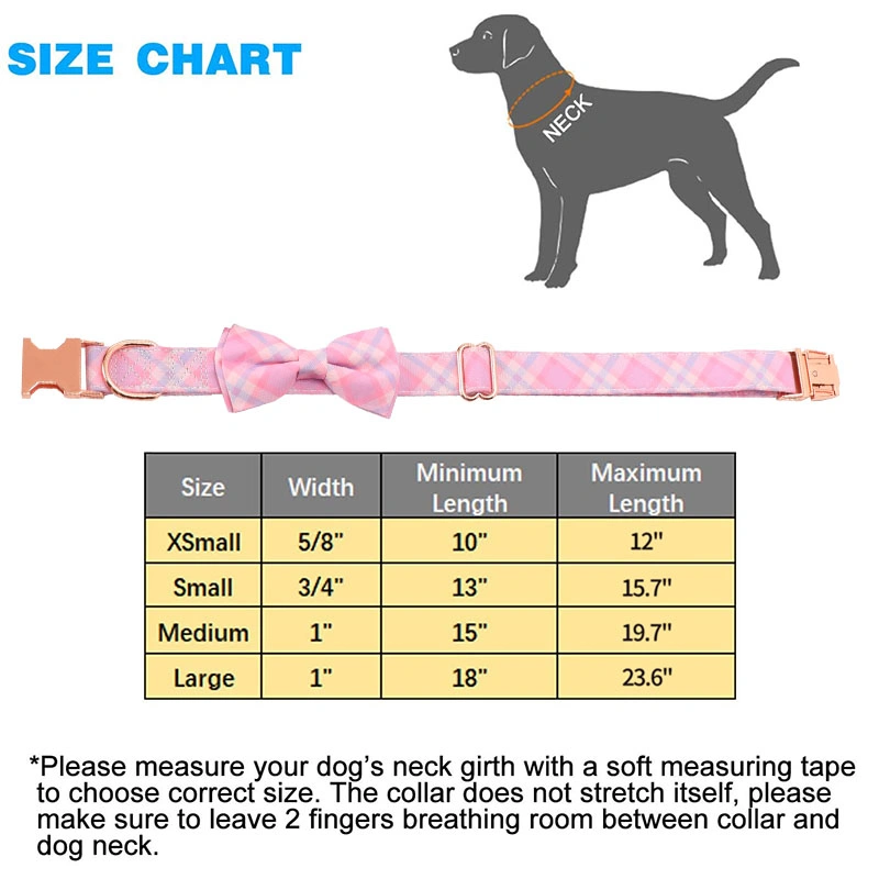 Personalized Luxury Rose Gold Metal Buckle Fashion Pet Bow Tie Dog Collar Dog Items Pets Accessories