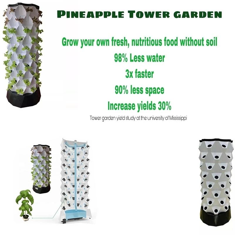 Hydroponics vertical Planter sistema de torre de piña para interior agrícola