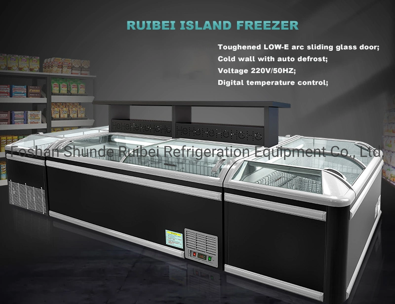 La isla de tórax profundo combinado comercial congelador para supermercado con -18 grados