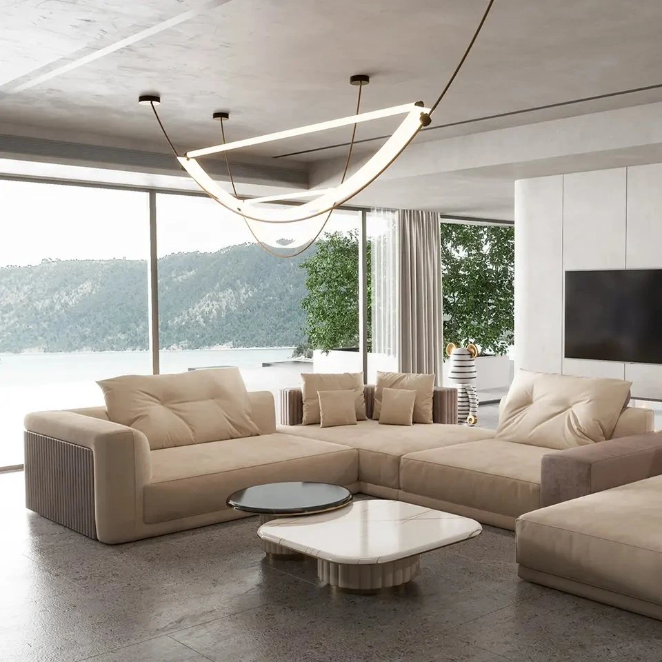 L-förmige Leder Herrenhaus Möbel Ecke Schnitt Modular Sofas modern Design Luxus Sofa für zu Hause