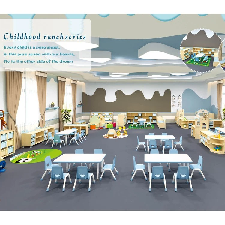 As crianças em sala de aula de creches, mesa e cadeira de plástico da creche conjuntos de comércio por grosso de mobiliário escolar para crianças
