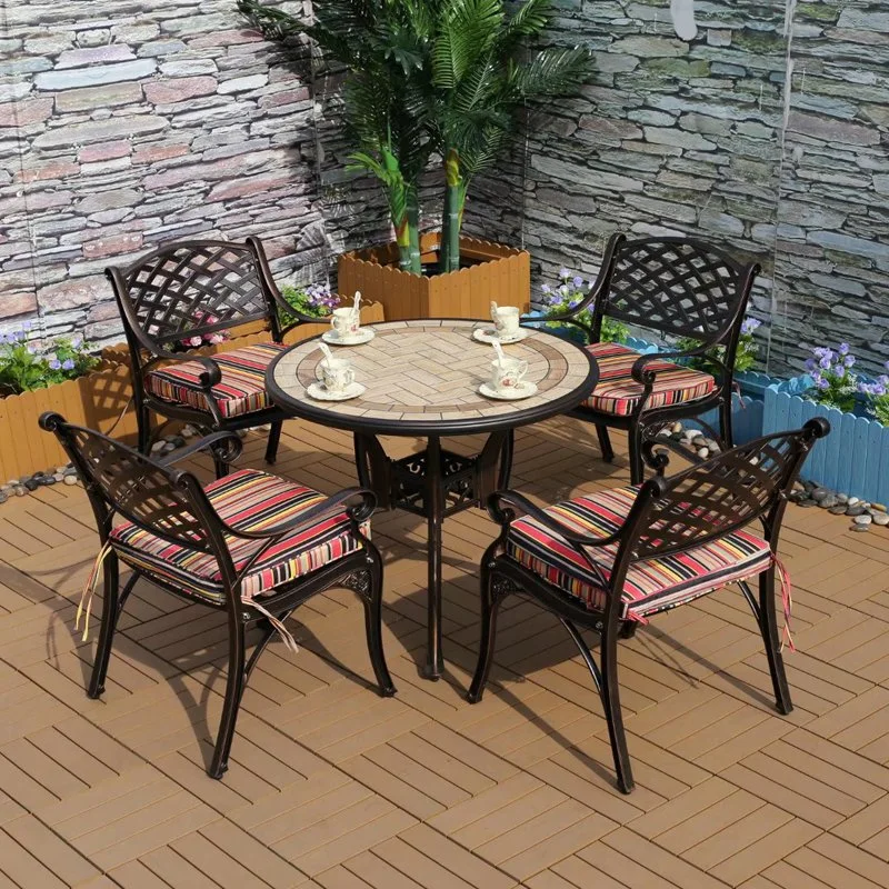 Corrosion Resistant Cast Aluminum Frame Outdoor Garden and Patio Furniture Set Dining Garden Waterproof Chairs