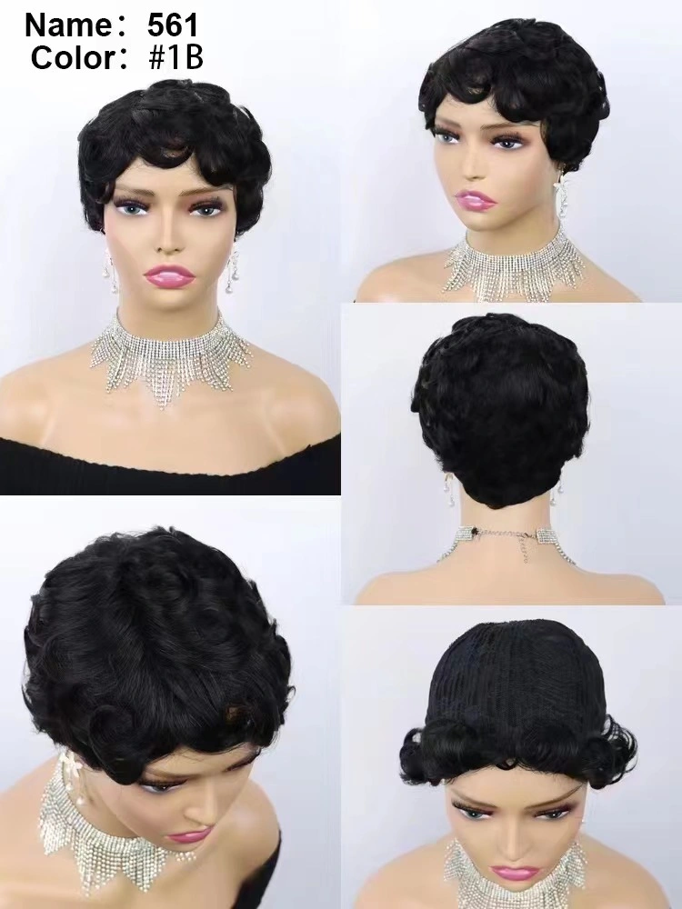 Court-circuit Cheveux humains Perruques Pixie coupe droite Remy cheveux brésiliens pour les femmes noires Machine faite