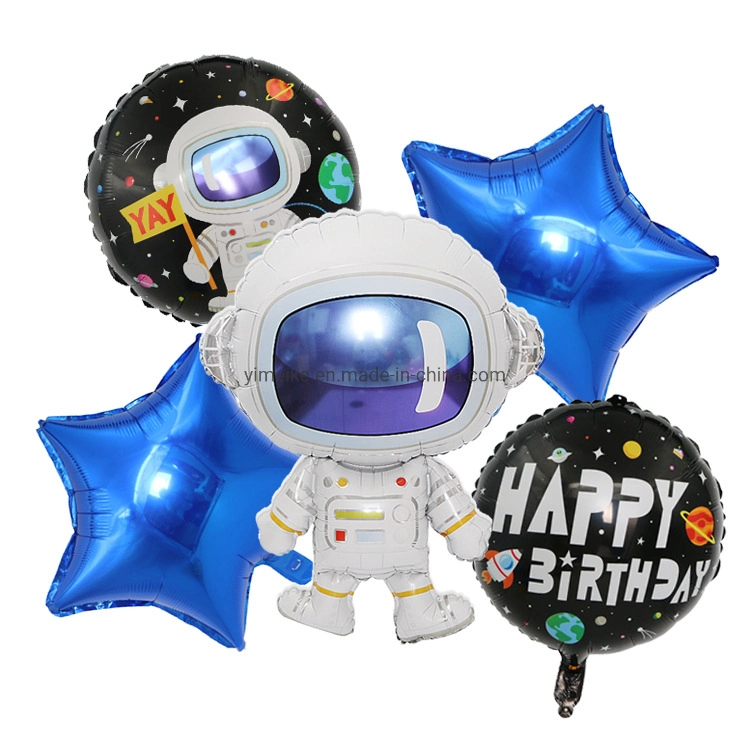 Baby Geburtstag Astronaut Theme Party mit Cartoon Astronaut Rocket dekoriert Raumschiff Aluminium Folienballon-Set