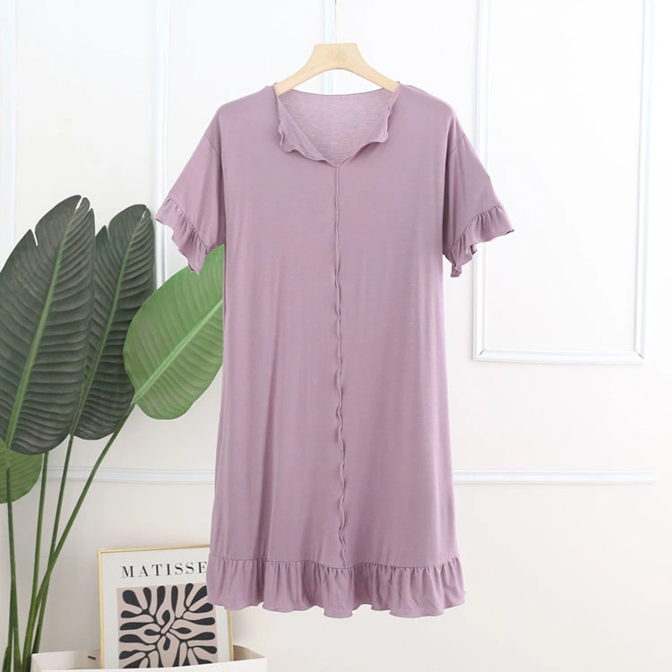 Custom Womens Solid Color Sleepwear Night Gown