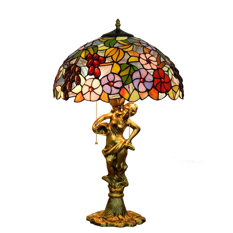 Jlt1119 Tiffany estilo candeeiro de mesa Beleza de uvas vidro artesanal Luz de mesa com sombra