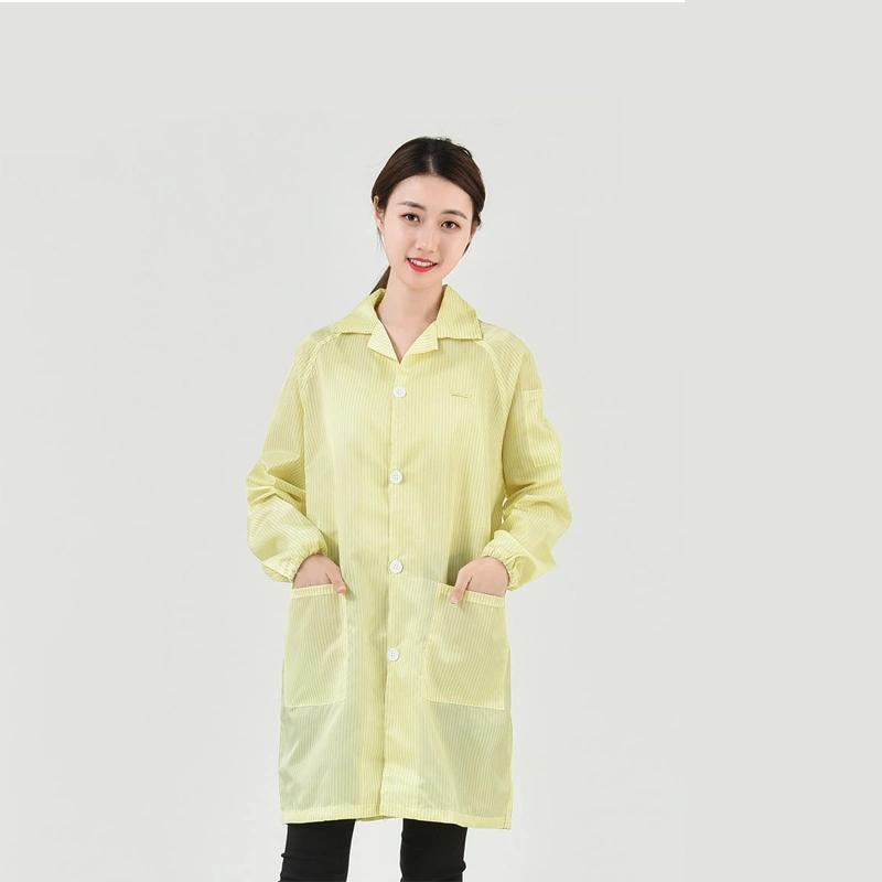 ESD-Safe Static Dustproof Lab Coat Jacket Smock Overall Workwear Blue