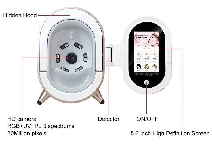 آلة تحليل البشرة M9 Facial Analyzer Skin Testing Scanner Analysis Machine مع مرآة سحرية ثلاثية الأبعاد بدقة 20 ميجابكسل لاختبار البشرة