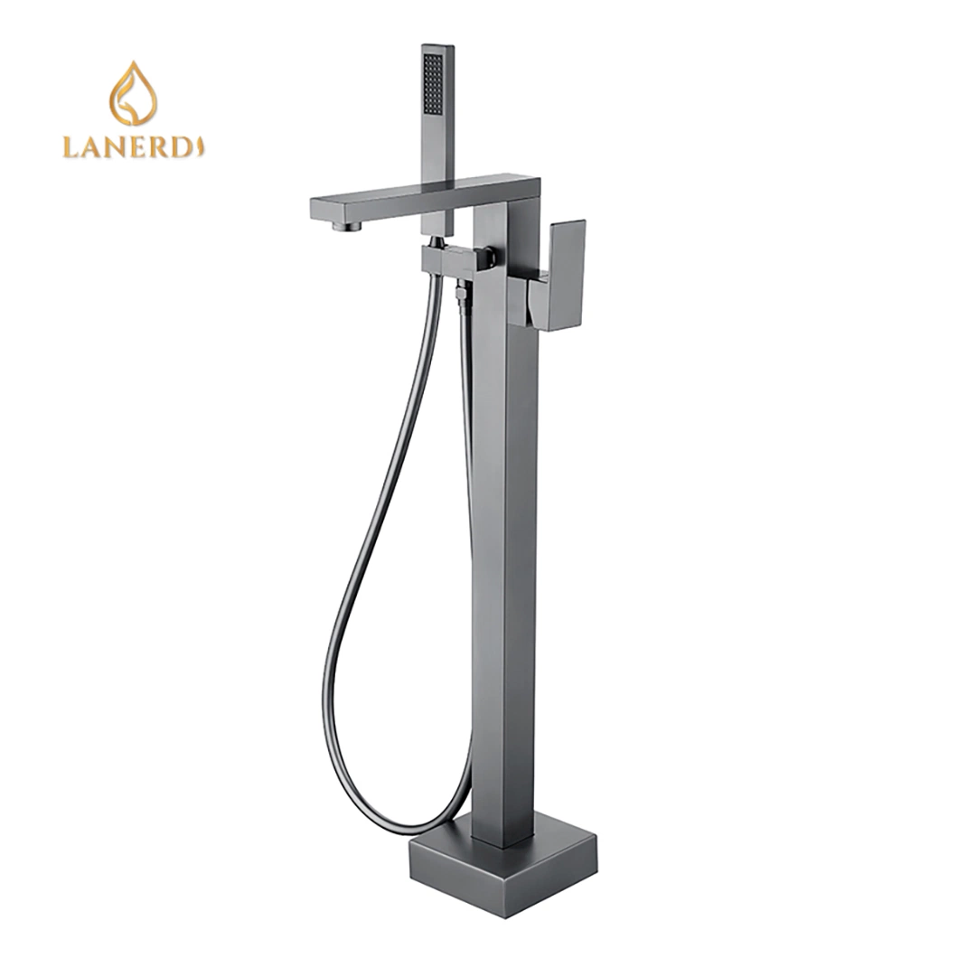 Gun Black Floor Stand Faucets Bathroom Tub Shower