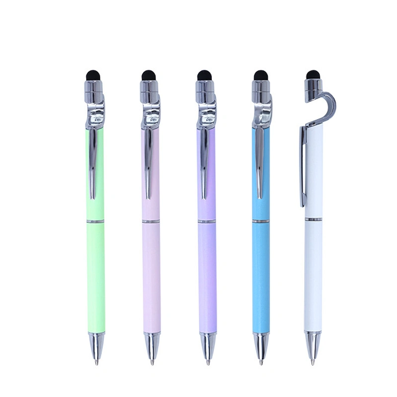 Aluminum Rod Pen Mobile Phone Holder Pen Fashion Gift Touch Screen Ballpoint Pen Capacitive Pen