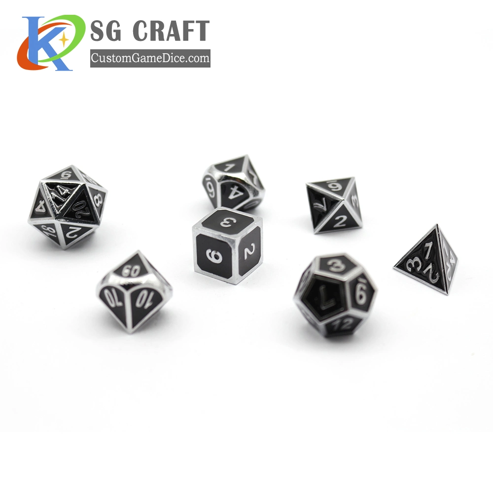 Hot Selling Metal Dice Set for Dnd Game 7PCS Enamel Metal Dice