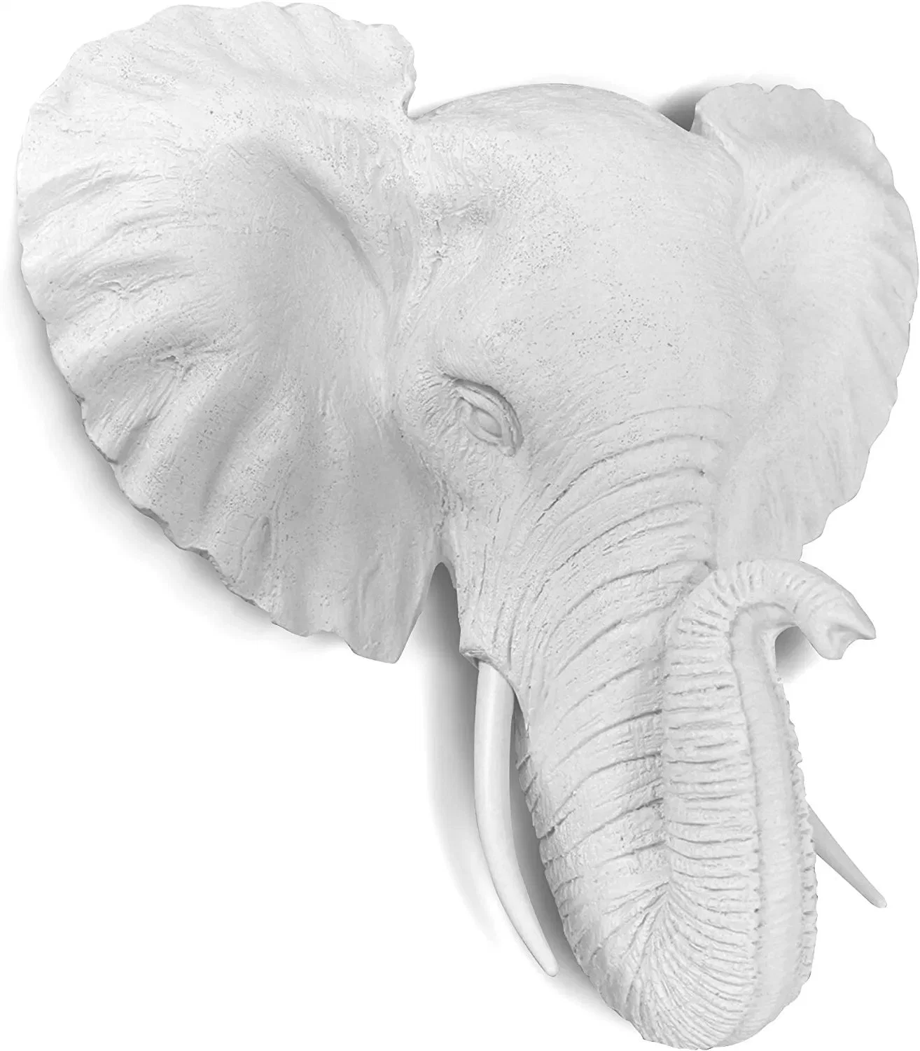 Mini White Faux Elephant Head Wall Hanging Handmade Farmhouse Decor