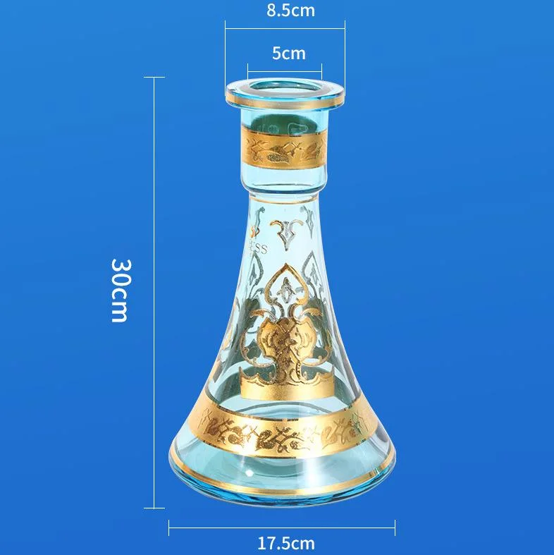 Embossing Gold Shisha Base Arabic Style Glass Bottle Narguile Hookah Crystal Vase