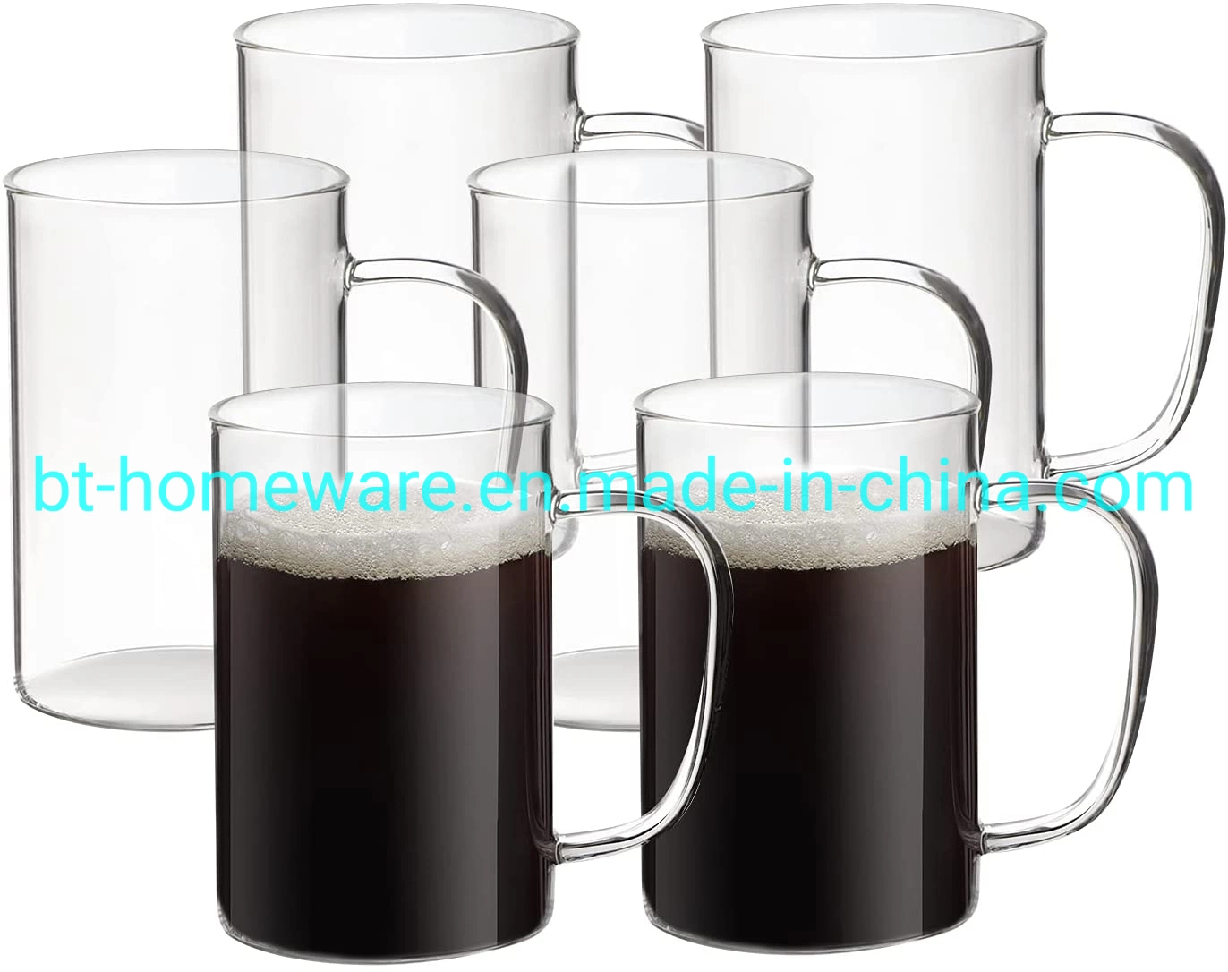 200ml/300ml/500ml High Borosilicate Glass Mug for Tea Coofe Beer Jucie Water