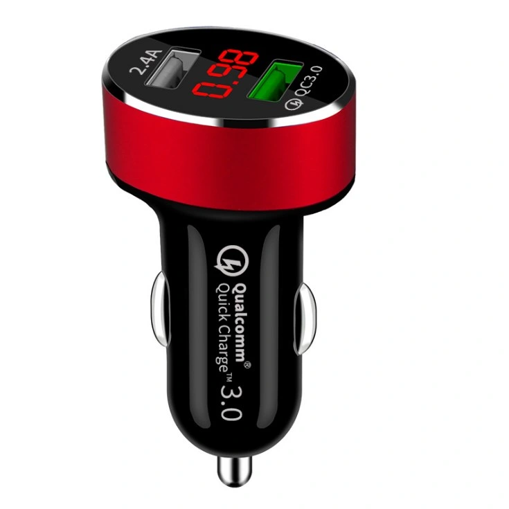 Identification intelligente QC3.0+2.4un écran LED numérique double chargeur de voiture USB