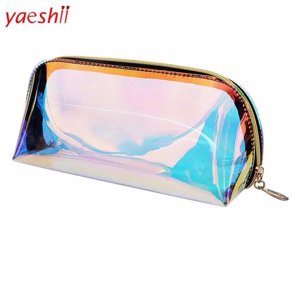 Holographic Waterproof Private Label Travel Plastic PVC Clear Cosmetic Bag
