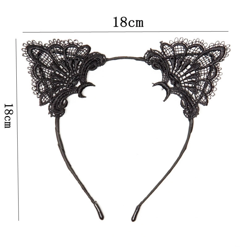 Cute Sexy Black Lace Cat Ears Hair Hoop Lace Headband Hair Band