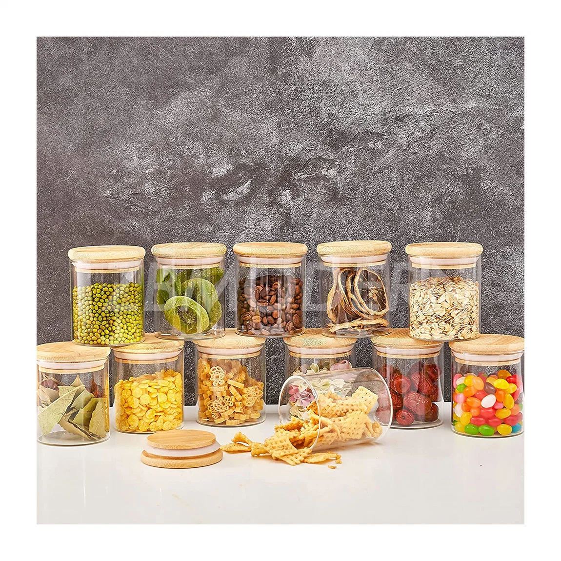 4 Oz Glass Spice Jars with Airtight Bamboo Lids Set Clear Glass Jars Kitchen Canisters for Food Storage