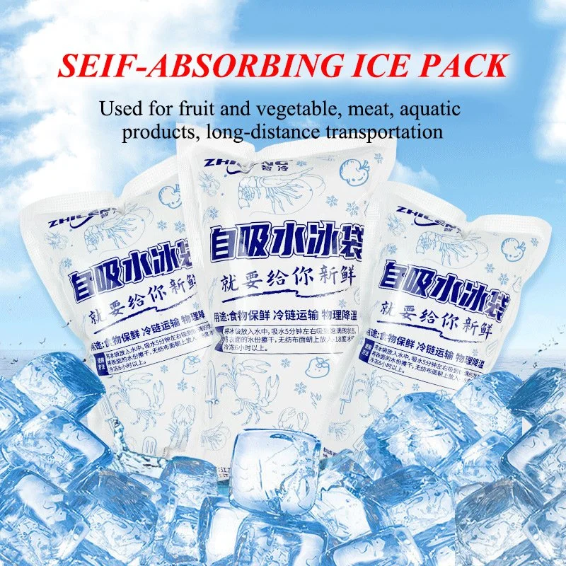Manufacturers Custom Disposable Ice Bag Refrigerated Self-Absorbing Water Ice Packs Free of Water Injection Thickened