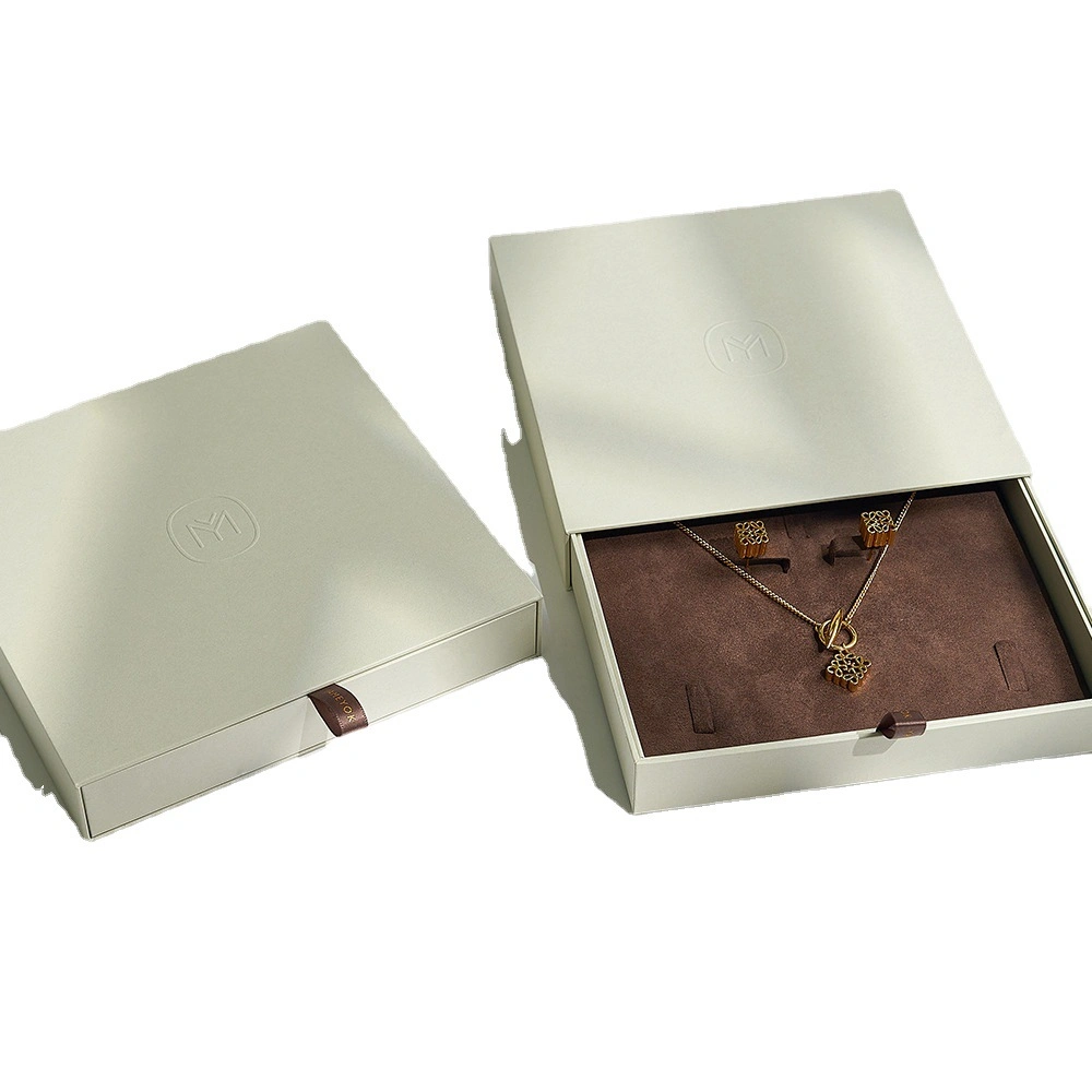 Caja de regalo de Bisutería pulsera colgante anillo de oreja Collar PU Cuero Joyas personalizadas Cajas de embalaje conjunto con Logotipo