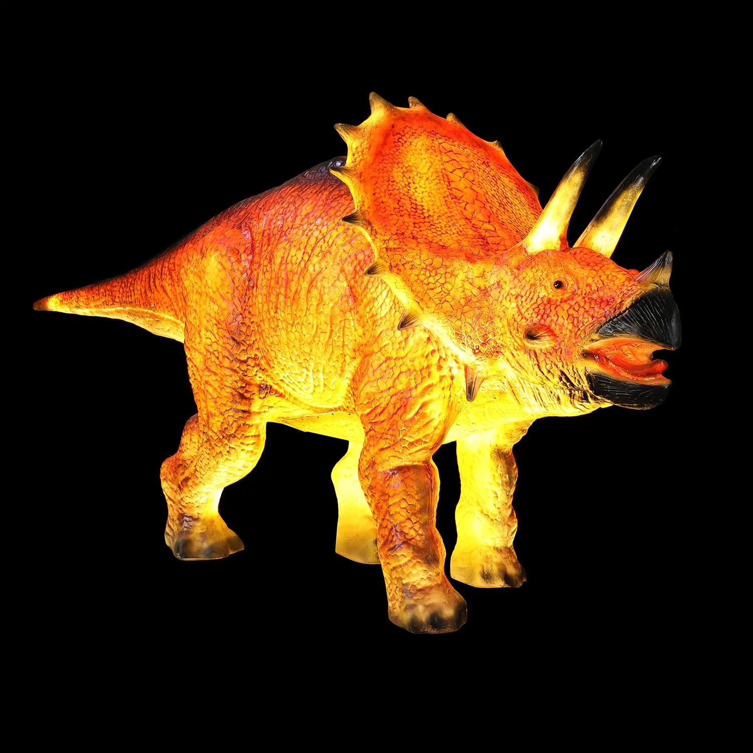 Decoración exterior Fibra de vidrio con iluminación animal LED 3D Triceratops Sculpture Light