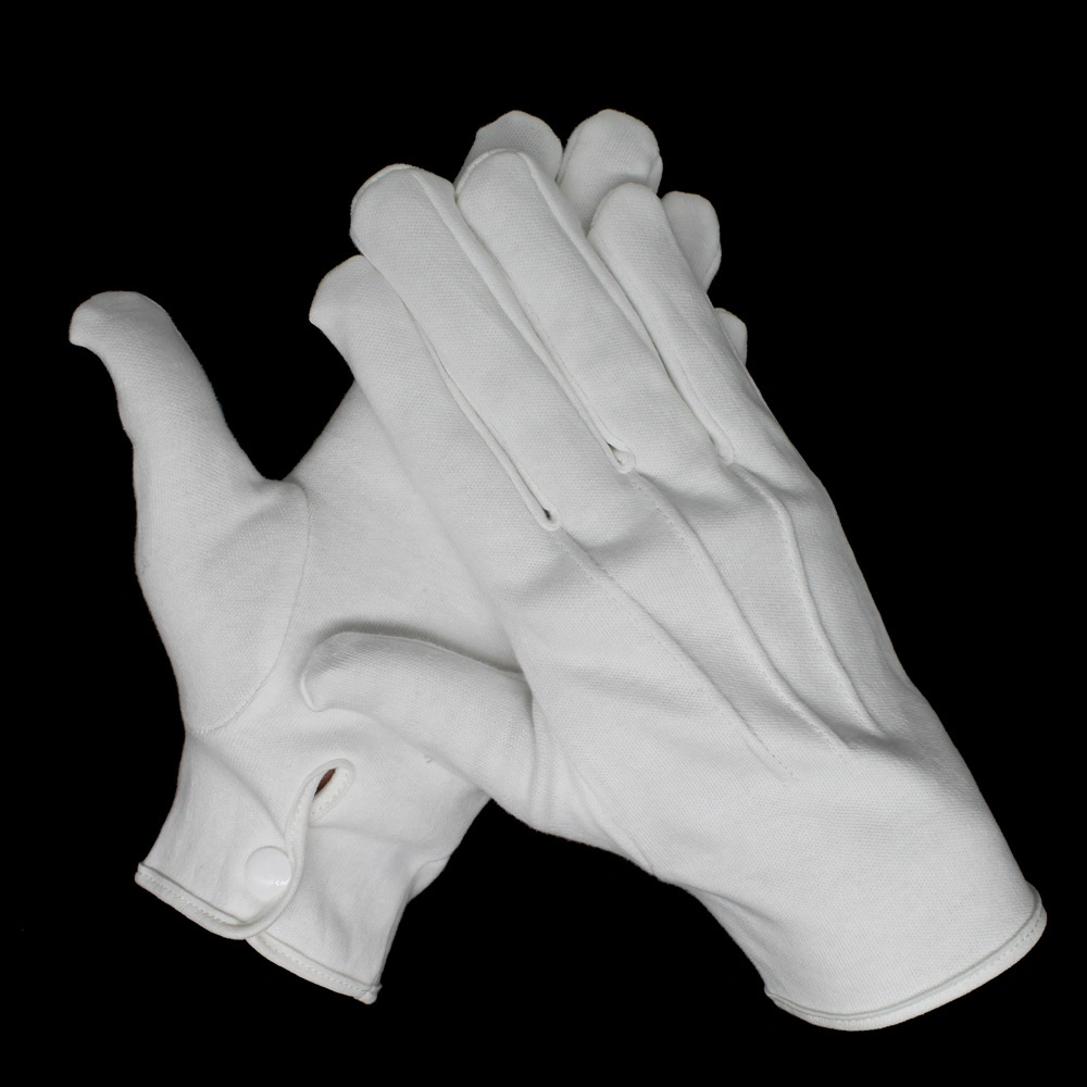 Ceremony Parade Military Band Door Man Guard White Cotton Gloves -Snap Cuff