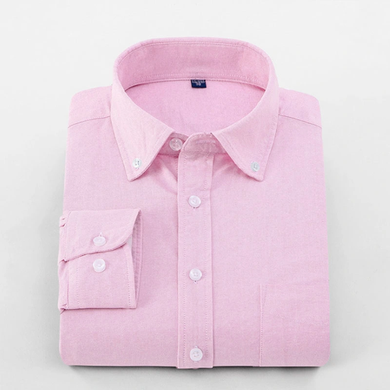 Custom Oxford Business Casual Unisex Long Sleeve Solid Vestido para hombre Camisas con bolsillo