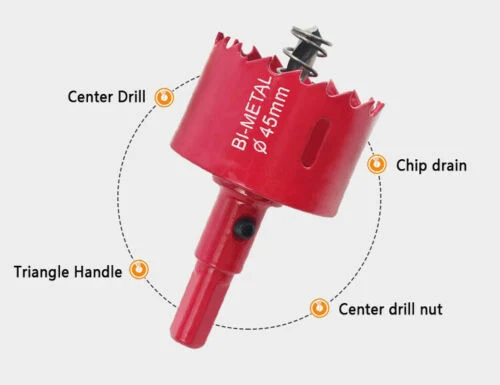 38-75mm M42 Bi-Metal Hole Saw with Arbor Pilot Drill Bit Set Holesaw Cutter for Cutting Wood