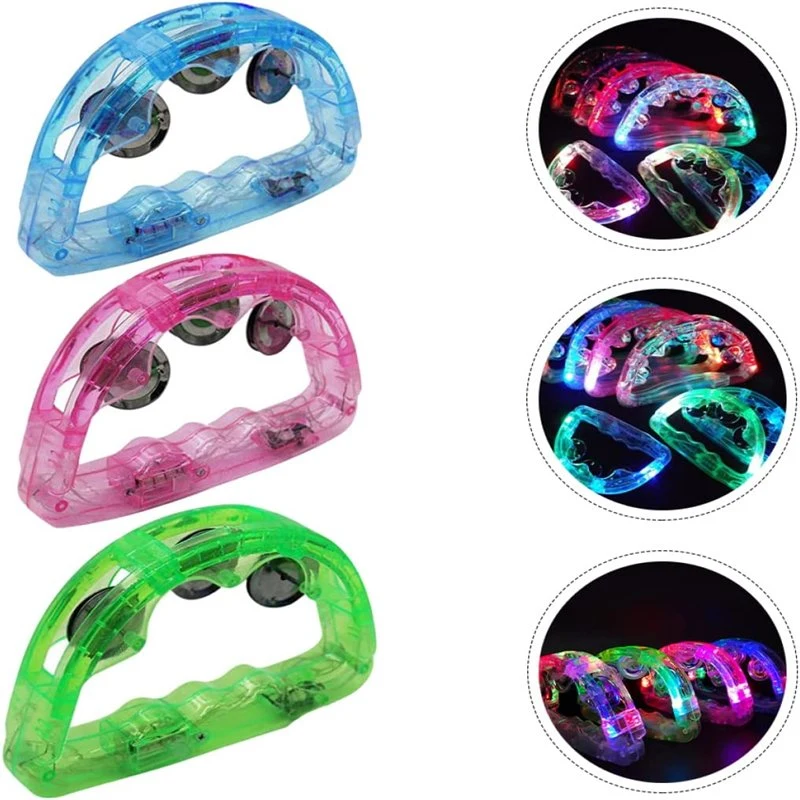 Creative Kid Handbell LED Light up Flashing Tambourine Kids Toy Handbell