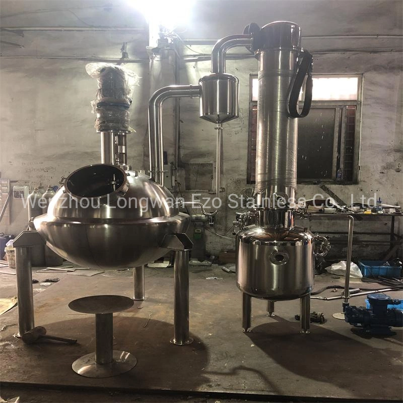 500-20000 Liter Sanitary Stainless Steel 304/316 Aseptic Vacuum Spherical Oil Jacket Concentrator Tank with Agitator