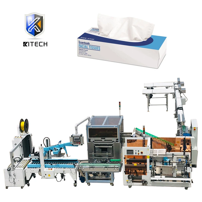 Kitech Factory Supply Automatic Disposable Facial Tissue Plastic Carton Box Form Fill Seal Wrapping Flow Packaging Packing Filling Machine Price