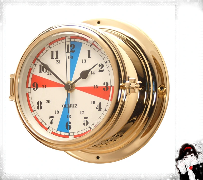 12 Hour Format Time & Tide Quartz Clock Brass Case Dial 150mm