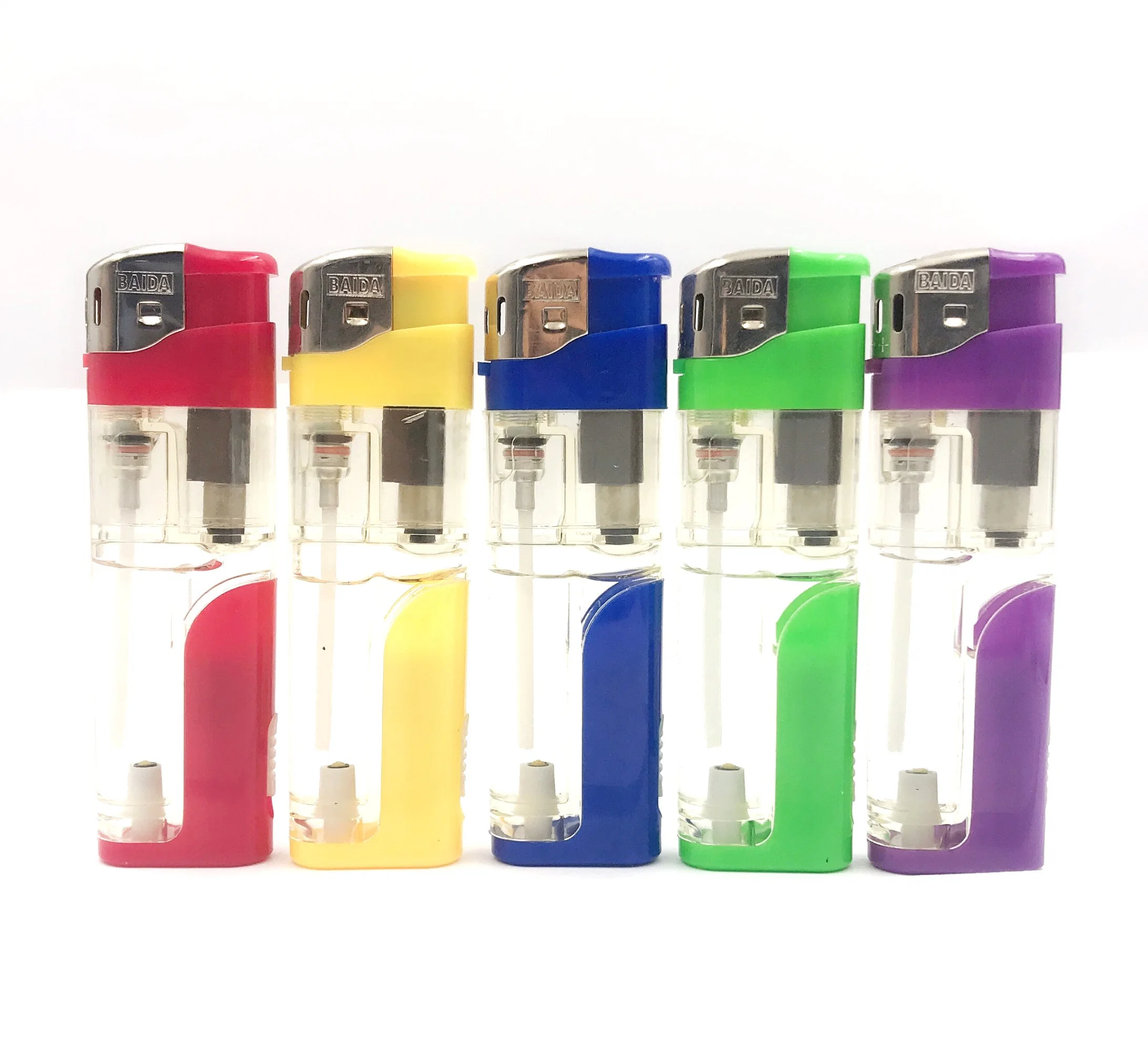 8.0cm Refillable Electronic Plastic Lighter with LED