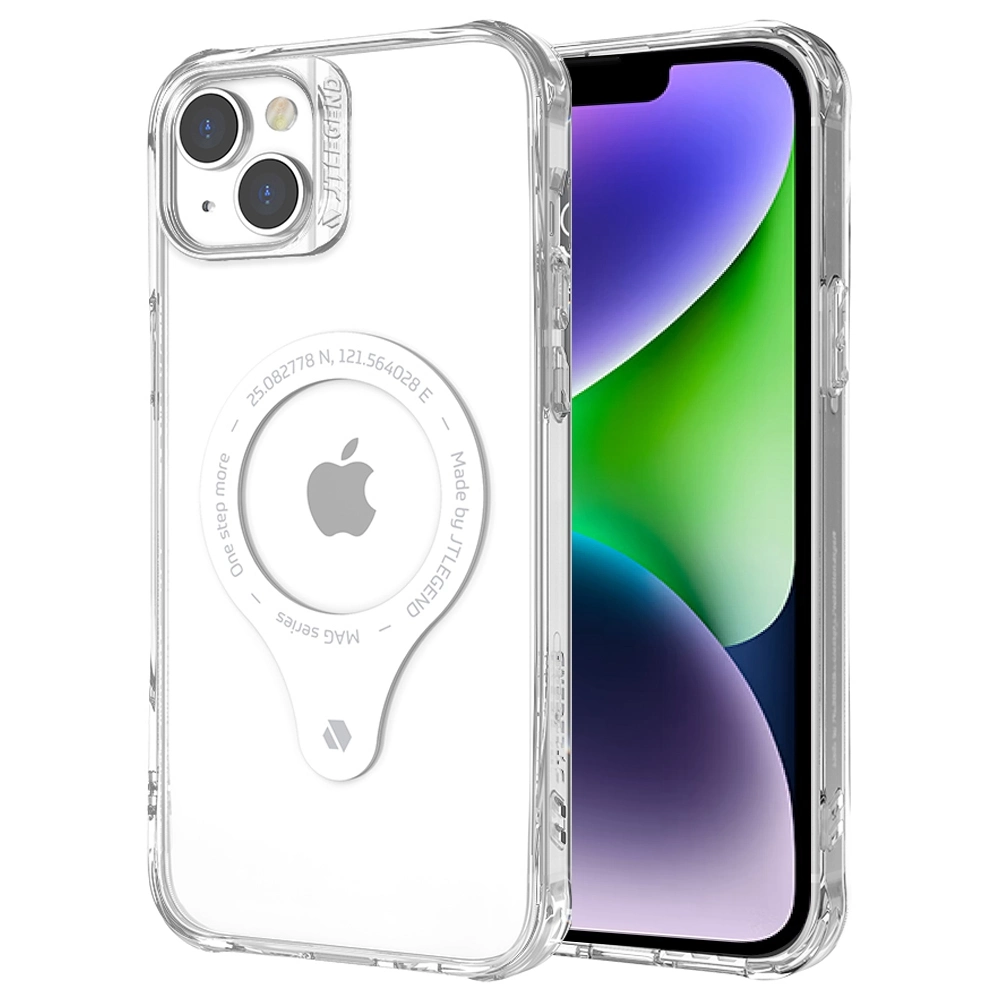 Dx Anti-Scratch Tlegend Mag teléfono caso para el iPhone de 14 años, el grado militar de TPU + PC Anti-Drop cubierta teléfono con cámara de carga inalámbrica Soporte de bastidor - Transparent