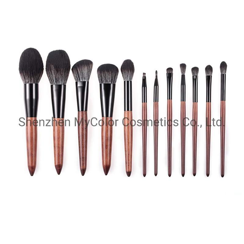 Verfassungs-Pinsel-Set-Puderblusher-Augenschminke-Pinsel des Berufshölzernen Griff-12PCS kosmetischer