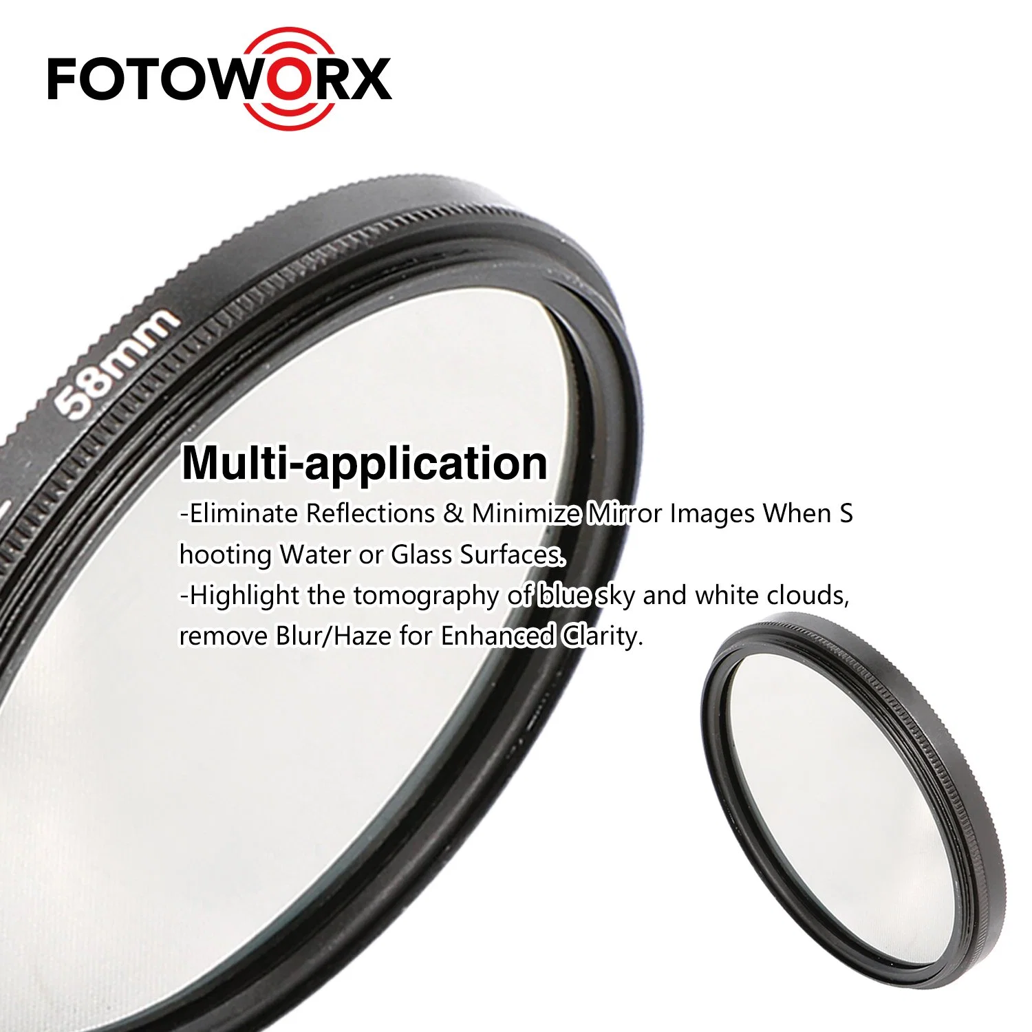 58mm Mc CPL Lens Filter Removes Reflections From Glass &amp; Water