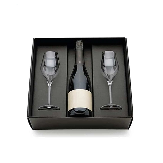 Custom Made Luxury Matt Black Starre Karton Liquor Set Verpackung Boxen Champagner Whisky Red Wine Flaschen Glaspapier Geschenkbox