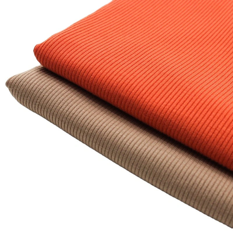 Novo Design de raiom de tricotar Spandex Poli Sustentável Spandex 5X2 Fios costela tingidos esticar o tecido de costela de calções de fabric