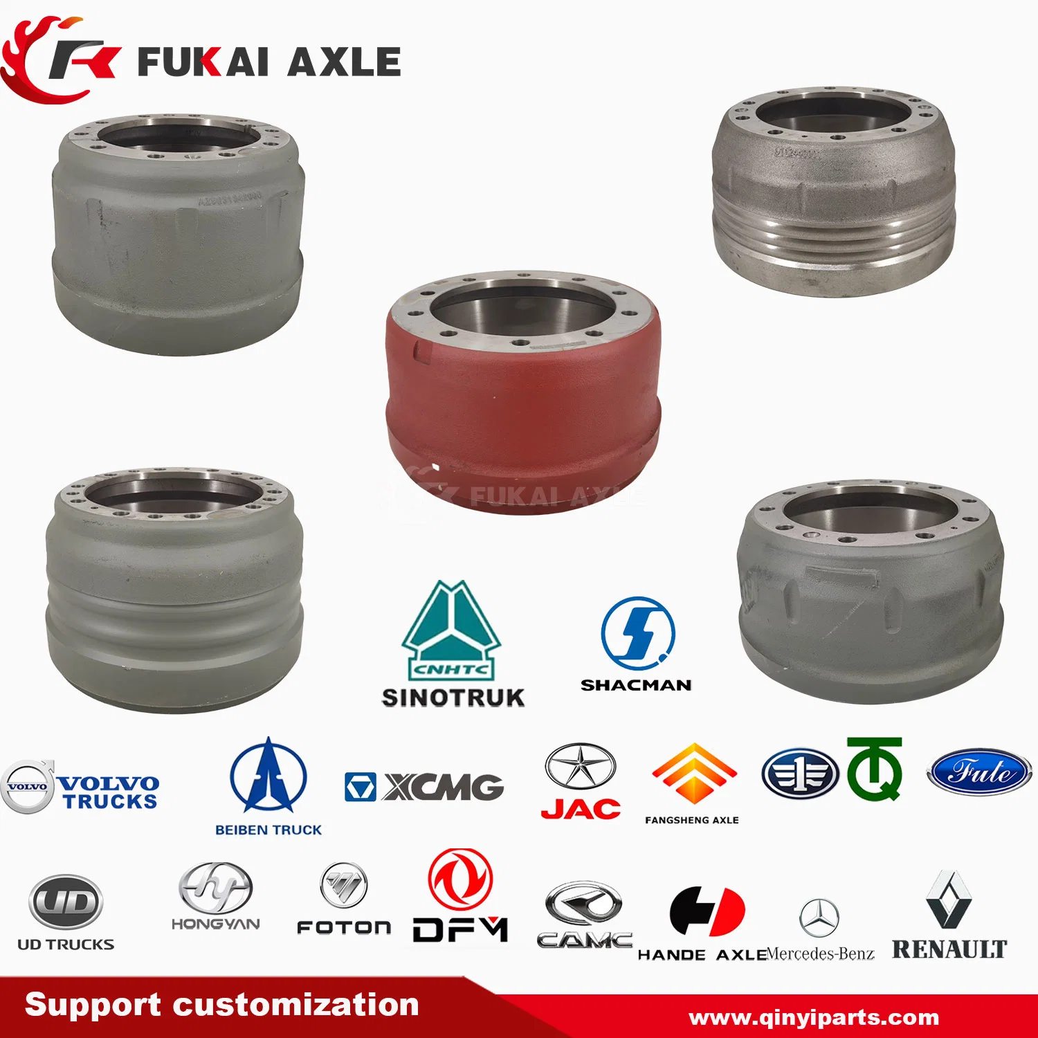 Customized Light Heavy Duty Truck Spare Parts Brake Drum for Sinotruk/Shacman/FAW/Hongyan/Dongfeng/Fotonauman/Beiben/Benz/European/Japanese Truck