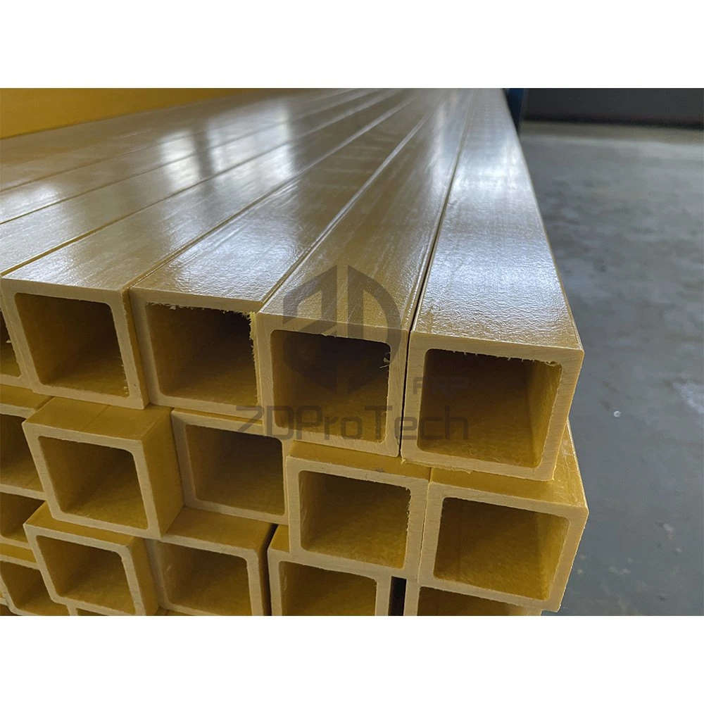 Fiberglass Square Rectangular Box Section Hollow Tube Gfrp Tube for Municipal Construction