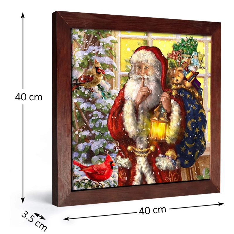 Velas decorativas de árbol de Navidad imagen Invierno nieve escena LED iluminado Pinturas de lienzo para decoración de vacaciones