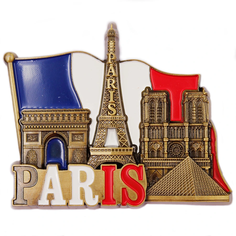 3D Engraving Paris Famous Building France Mag Metal Fridge Magnet